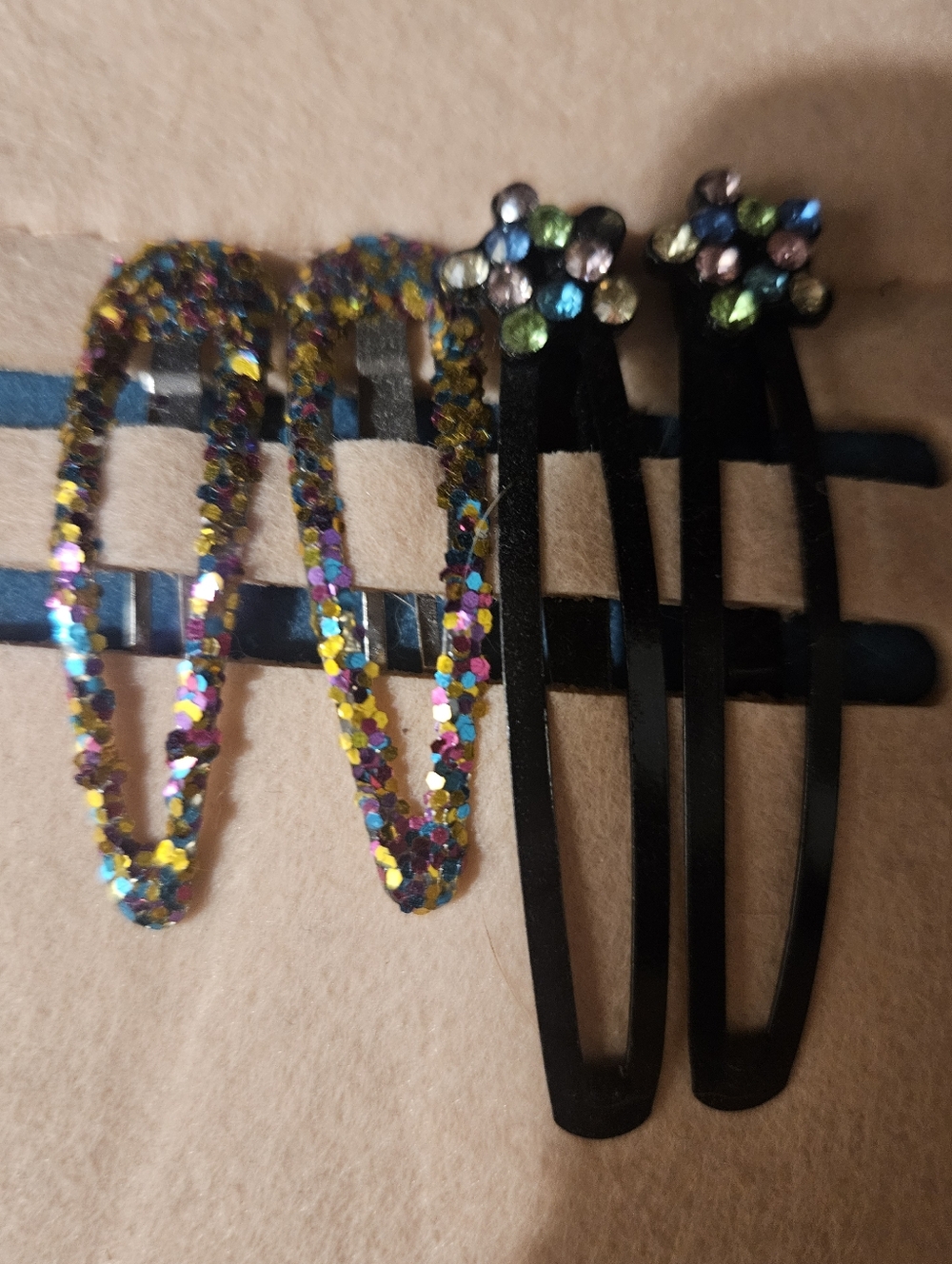 Sparkly Multi-Color Rhinestone Hair Clips Set Of 4 - Picture 2 of 6